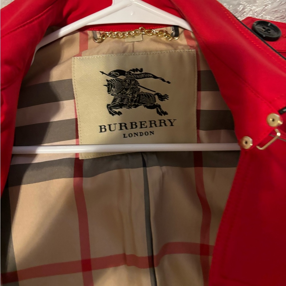 Burberry red coat size small worn 3 times